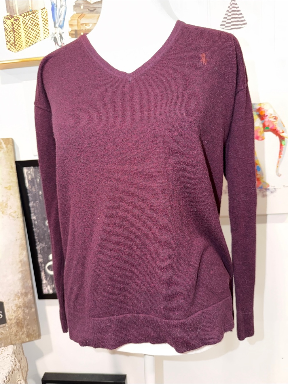Ralph Lauren Women's V-Neck Sweater - Plum/Burgundy